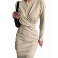 thumbnail image 1 of Women'S Long Sleeves Retro Style Fitted Waist Slimming Bodycon Dress Color S, 1 of 6