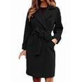 thumbnail image 1 of Women'S Long Trench Coat Elegant Lapel Jacket Casual Autumn and Winter Coat with Belt Black S, 1 of 5