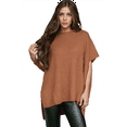 thumbnail image 1 of Women'S Loose Dropped Shoulder Short Sleeve Pullover Sweater Camel M, 1 of 9