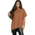 thumbnail image 1 of Women'S Loose Dropped Shoulder Short Sleeve Pullover Sweater Camel M, 1 of 7