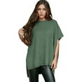 thumbnail image 1 of Women'S Loose Dropped Shoulder Short Sleeve Pullover Sweater Green S, 1 of 7