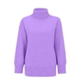 thumbnail image 1 of Women'S Loose Long-Sleeved Solid Color Sweater Classic Autumn and Winter Sweater Purple M, 1 of 7