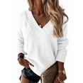 thumbnail image 1 of Women'S Loose Sweater V Neck Long Sleeve Shirt Casual Autumn and Winter Tops White XXXL, 1 of 7