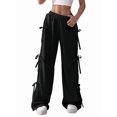 thumbnail image 1 of Women'S Loose Sweatpants Elastic Waist Casual Wide Leg Pants with Pockets Y2K Travel Pants Black L, 1 of 9
