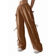 thumbnail image 1 of Women'S Loose Sweatpants Elastic Waist Casual Wide Leg Pants with Pockets Y2K Travel Pants Brown L, 1 of 7