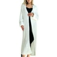 thumbnail image 1 of Women'S Loose V-Neck Long-Sleeved Knitted Cardigan Fall Winter over-Knee Length Lazy Style Coat White One size, 1 of 7