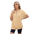 thumbnail image 1 of Women'S Loose Zip Hooded T-Shirt  Yellow XXL, 1 of 7
