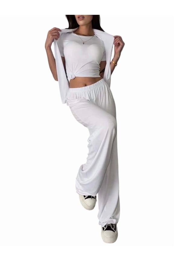 Women'S Lounge Sets: Knit Sweater, Travel & Casual Wear Outfits White XXL