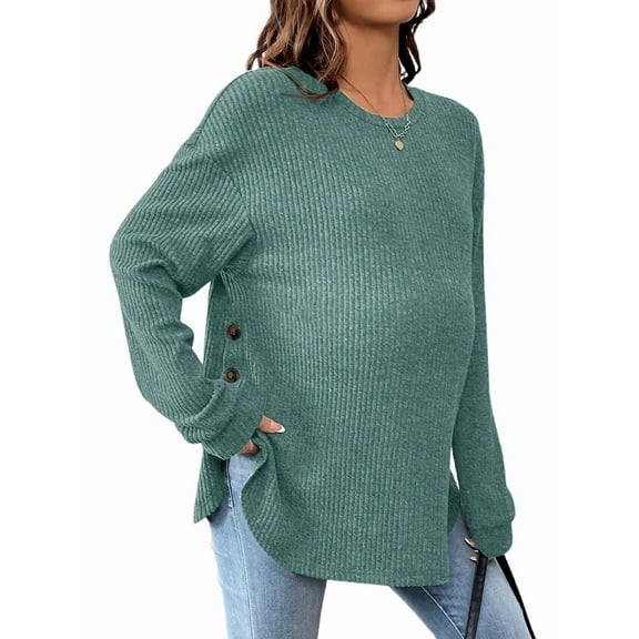 Women'S Maternity Shirt Long Sleeve Maternity T-Shirt Sport Top Tunic Top Mom Outfit Green L