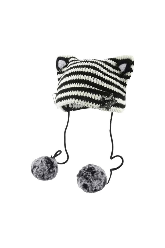 Women'S Men'S Hats & Caps Cat Ear Hat With Pom Poms Star Accessories Goth Crochet Knitted Slouchy Skully Caps Alt Clothes Hats