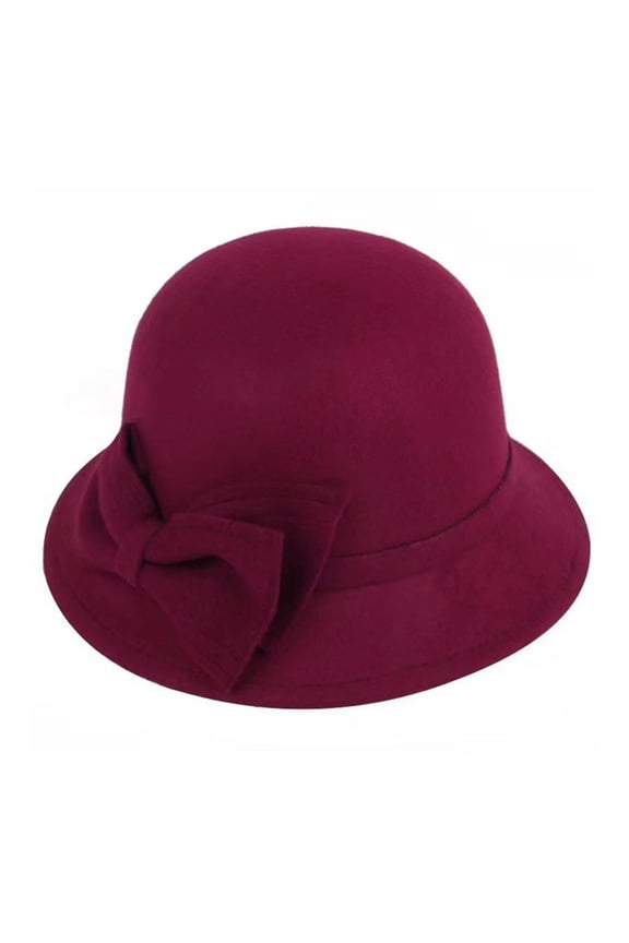 Women'S Men'S Hats & Caps Solid Color Wide Brim Round Dome Warm Woolen Hat Autumn Winter Elegant Bowknot Decor Fedora Hat Daily Wear Hats