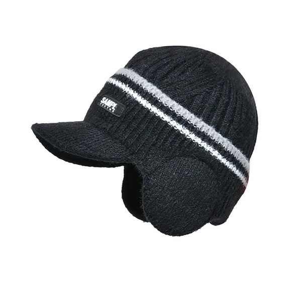 Women'S Men'S Hats & Caps Winter Hat Fleece Lined Cuff Knit Hats With Visor Warm Earflaps Ski Cap Hats