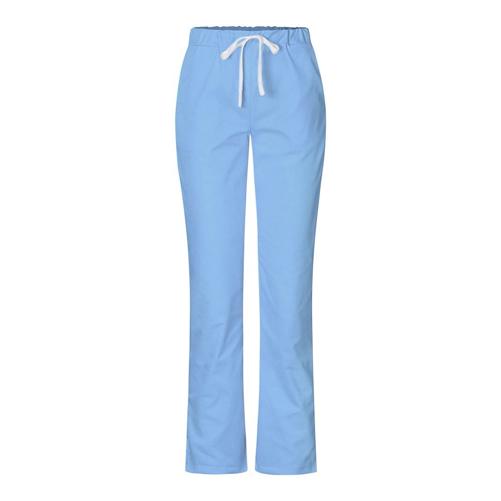 Women'S Men Solid Color Nursing Natural Uniform Flare Leg Pants With ...