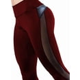 thumbnail image 1 of Women'S Mesh High Waist Yoga Leggings with Pockets, Tummy Control, 4-Way Stretch Wine Red M, 1 of 8