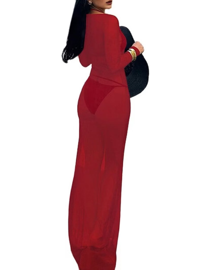 see through red dresses Mesh Gown/Mesh Maxi Dress in Red Kim Shui Studio Fully Lined Red Lace Mermaid Dresses Red