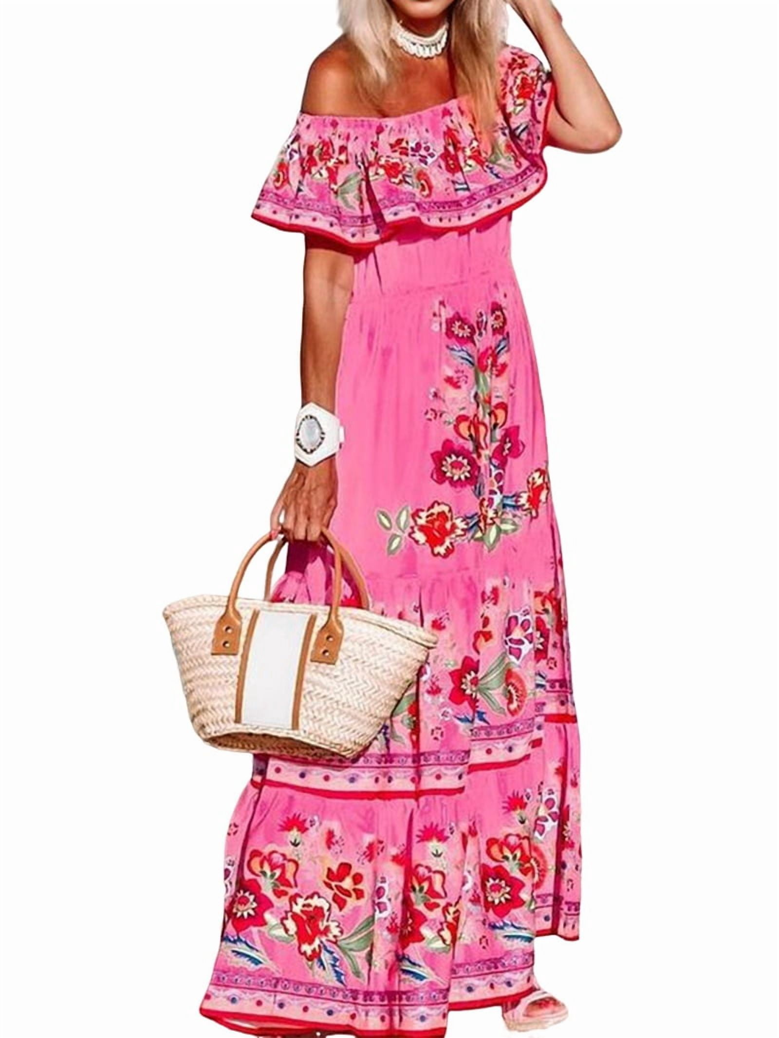 women's light pink off the shoulder latin dress Either Way Mini Delicate lace details grace the sleeves Women's Mexican Maxi Dress Off