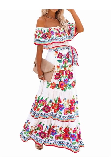 slim fit dress slacks Mexican Dress- Fiesta Dress Embroidery- Median- large Floral Dress- Ca –  Artesanias Camila