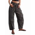 thumbnail image 1 of Women'S Mid Rise Jeans Vintage Loose Wide Leg Cropped Denim Pants Y2k Baggy Boyfriend Jeans Black Leopard M, 1 of 5