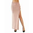 thumbnail image 1 of Women'S Midi Skirt Drawstring High Waist Slit Sweat Skirts Pink S, 1 of 7