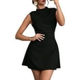 thumbnail image 1 of Women'S Mini Dress Ruched Mock Neck Sleeveless A Line Party Summer Dresses Black L, 1 of 8
