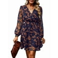 thumbnail image 1 of Women'S Mini Dresses Casual Spring V Neck Chiffon Long Peasant Sleeves Flowy Summer Dress  L, 1 of 7