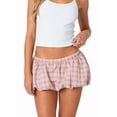 thumbnail image 1 of Women'S Mini Plaid Bubble Skirt 2025 Summer Low Waist Y2K Ruffle Lantern Skirt with Short Inner Pink L, 1 of 8