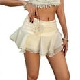 thumbnail image 1 of Women'S Mini Skirt Mesh Flowy Hem Y2K Skirts Multi-Layer Ruffle Trim Skort Champagne S, 1 of 9