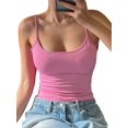 thumbnail image 1 of Women'S Minimalist Solid Color Backless Spaghetti Strap Camisole Summer Layering Basic Top Pink M, 1 of 8