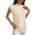 thumbnail image 1 of Women'S Mock Neck Sweaters Vest Business Casual Trendy Tops Fall Outfits Apricot L, 1 of 9