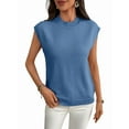 thumbnail image 1 of Women'S Mock Neck Sweaters Vest Business Casual Trendy Tops Fall Outfits  Blue S, 1 of 7