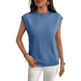 thumbnail image 1 of Women'S Mock Neck Sweaters Vest Business Casual Trendy Tops Fall Outfits  Blue XL, 1 of 7