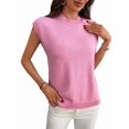 thumbnail image 1 of Women'S Mock Neck Sweaters Vest Business Casual Trendy Tops Fall Outfits Pink XL, 1 of 9