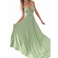 thumbnail image 1 of Women'S Multi-Wear Multi-Rope -Back Strap Dress Solid Color High Waist Sleeveless Maxi Dress Grass Green L, 1 of 7