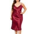 thumbnail image 1 of Women'S Nightdress Ice Silk One-Piece Comfortable Large Size Spring Summer Swing Collar Suspenders Nightgown Loose Home Clothes Sleeveless Cowl Neck Midi Nightgown Elegant Soft Silky Sleepwear, 1 of 5