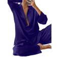 thumbnail image 1 of Women'S Notched Collar Long Sleeve Top & Wide Leg Pants Loungewear Set L, 1 of 7