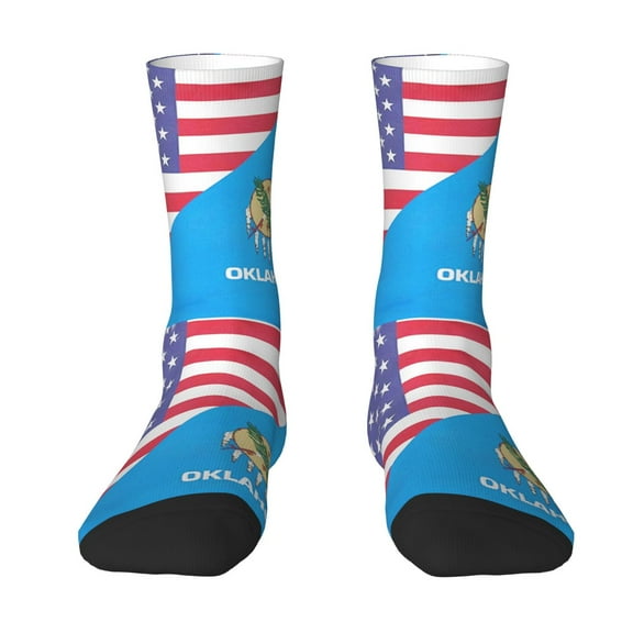Women'S Novelty Funny Crew Socks Men'S America Oklahoma Flag Design Socks