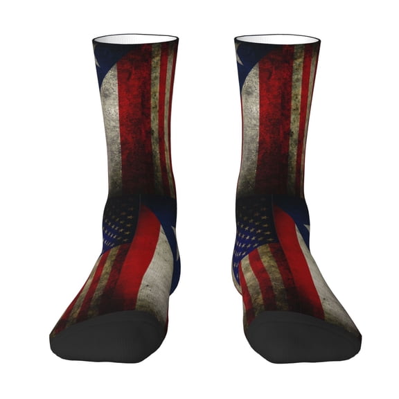 Women'S Novelty Funny Crew Socks Men'S America Puerto-Rico-Flag Design Socks