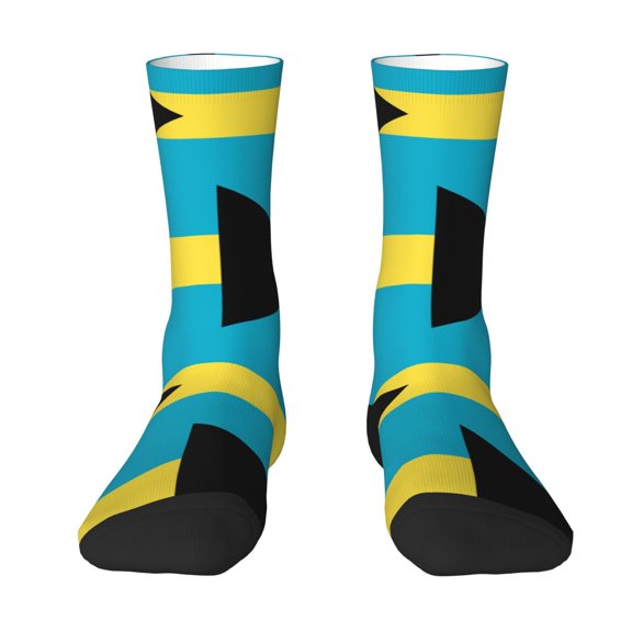 Women'S Novelty Funny Crew Socks Men'S Bahamas Flag Pattern Design Socks
