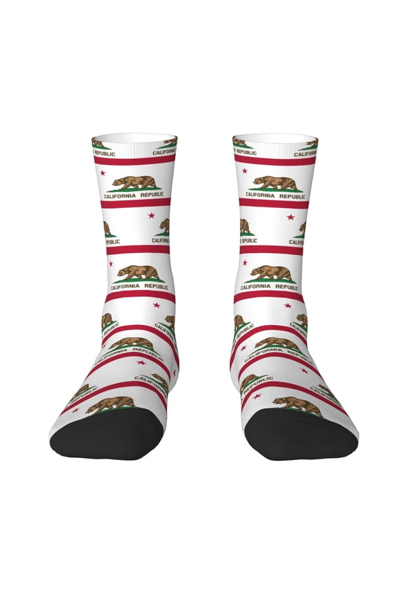 Women'S Novelty Funny Crew Socks Men'S California Flag Design Socks
