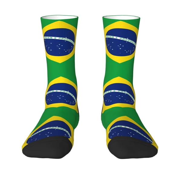 Women'S Novelty Funny Crew Socks Men'S Flag Of Brazil Design Socks