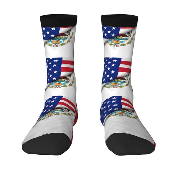 Women'S Novelty Funny Crew Socks Men'S Half Mexican Half America Design Socks