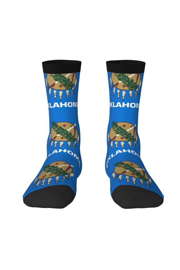 Women'S Novelty Funny Crew Socks Men'S Oklahoma Flag Design Socks