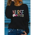 thumbnail image 1 of Women'S Nurse Themed Graphic Long Sleeve T-Shirt - Stretchy Crew Neck Pullover with Print, Casual Spring/Summer Vacation Top, Machine Washable, 1 of 10