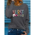 thumbnail image 1 of Women'S Nurse Themed Graphic Long Sleeve T-Shirt - Stretchy Crew Neck Pullover with Print, Casual Spring/Summer Vacation Top, Machine Washable, 1 of 10