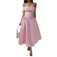 thumbnail image 1 of Women'S Off Shoulder Cocktail Long Zipper Evening Dress Pink M, 1 of 5