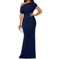 thumbnail image 1 of Women'S Off Shoulder Elegant Sleeveless Bodycon Long Formal Party Evening Dress Navy Blue L, 1 of 10