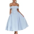 thumbnail image 1 of Women'S Off the Shoulder Cocktail Maxi Dress Sleeveless Casual A Line Elegant Flowy Formal Dresses Light Blue S, 1 of 9