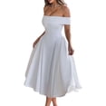 thumbnail image 1 of Women'S Off the Shoulder Cocktail Maxi Dress Sleeveless Casual A Line Elegant Flowy Formal Dresses White S, 1 of 7