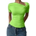 thumbnail image 1 of Women'S Off the Shoulder Tops Bo-W Y2k T Shirt Short Sleeve Fitted Summer Tee Grass Green S, 1 of 7
