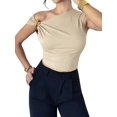 thumbnail image 1 of Women'S Off the Shoulder Tops Mental Elegant Asymmetrical Dressy Top Going Out Outfits Color XS, 1 of 9